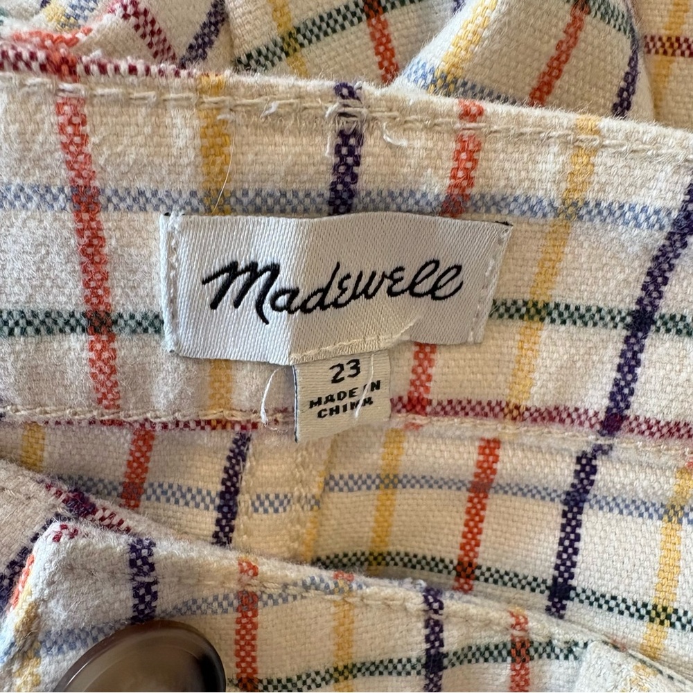 Madewell || Emmett Wide-Leg Crop Pants in Rainbow Windowpane Cream‎ 23 - Picture 6 of 10
